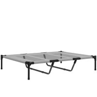 PawHut pat inalt pentru caini mari, cu plasa respirabila si geanta, 122 x 92 x 23 cm, gri deschis - 1