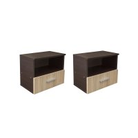 Set 2 Noptiere ALMA, 1 sertar, sonoma inchis + deschis, 50x30x42 cm - 1