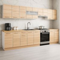 Set bucatarie GERMANIA 320 cm, 9 corpuri, blat gros, sonoma - 1