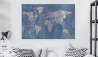 Tablou din plută Sapphire Planet - Harta Cork 120x80 cm - 2