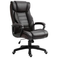 Vinsetto fotoliu de birou ergonomic cu masaj, design directorial, piele ecologica neagra, 6 puncte de masaj - 1