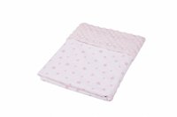 Paturica pentru bebelusi din bumbac cu stelute roz si plus minky, 80x80 cm - 1