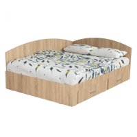 Pat Colt Alma 160x200 cm, cu 2 sertare laterale pe role, colt interschimbabil, sonoma deschis - 1