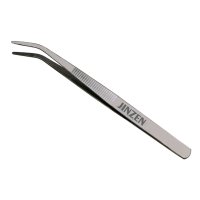 Penseta cu varf curb din otel inoxidabil, antimagnetica, pentru inserat ata, JINZEN, 15cm - 3