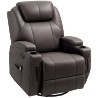 HOMCOM Fotoliu Rabatabil Manual cu Telecomanda, Electric Rotativ si Suport pentru Picioare, 84x92x109 cm, Culoare Maro - 1