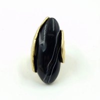 Inel pentru femei ajustabil cu detaliu decorativ marmorat negru - 1