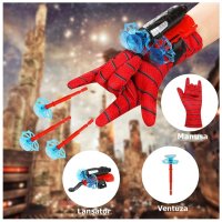 Set costum Spiderman cu muschi si manusa cu ventuze si figurina, DEPOX®, marime - 9