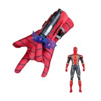 Set costum Spiderman cu muschi si manusa cu ventuze si figurina, DEPOX®, marime - 10