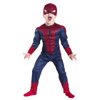 Set costum Spiderman cu muschi si manusa cu ventuze si figurina, DEPOX®, marime - 8