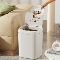 Cos de gunoi cu senzor SH-8617C, Polipropilena, Alb+Auriu, 13 L - 2