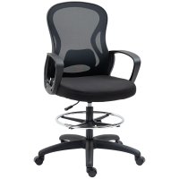 Vinsetto Scaun de birou ergonomic cu șezut înalt si suport pentru picioare, negru | Aosom Romania - 1