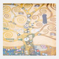 Esarfa patrata din matase, cu o singura fata, inspirata de Pomul Vietii - Gustav Klimt - 1