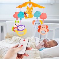 Carusel muzical pentru patut cu Proiector, Telecomanda, rotire 360, si cinci pandantive incluse - 1