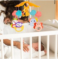 Carusel muzical pentru patut cu Proiector, Telecomanda, rotire 360, si cinci pandantive incluse - 3