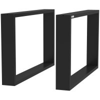 Set 2 Picioare de Masă Rectangulare HOMCOM din Oțel, 60x8x72 cm, Negru | Aosom Romania - 1