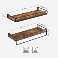 Raft de perete, Vasagle, Negru, 40x15.5x5 cm - 6