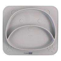 Farfurie compartimentata din silicon FreeON, Teddy Bear Grey, 26 x 23 x 2.6 cm - 1