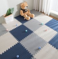 Covoras puzzle xl, 60x60 cm, grosime 2 cm, spuma eva, 2 piese culoare albastru deschis - 4