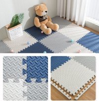 Covoras puzzle xl, 60x60 cm, grosime 2 cm, spuma eva, 2 piese culoare albastru deschis - 5