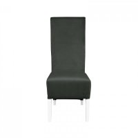 Scaun Vanessa pentru living, picioare din lemn alb, tapiterie gri inchis, dimensiuni 47x60x110 cm - 1