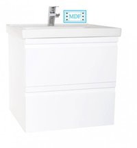 Set Baza front MDF si Lavoar seria 786, suspendata cu sertare, montat, 60 cm, alb - 1