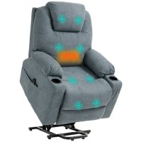 Fotoliu HOMCOM pentru Masaj cu Ridicare pentru Persoane in Varsta, 8 Puncte de Masaj, Telecomanda, 90L x 101B x 107 cm, Gri | Aosom Romania - 1