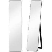 Oglinda de Podea sau Perete HOMCOM cu Cadru din Lemn, Pliabila, 37x43x156 cm, Nuc - 1