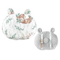 Perna profilata pentru bebelusi MimiNu Ursulet, multifunctionala, cu doua fete, minky si bumbac, Oeko-Tex Standard 100, Lulu Natural - 1