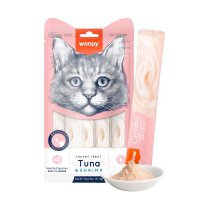 WANPY Creamy Treat, Ton și Creveți, punguță recompense pisici, (piure), 70g - 2