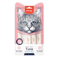 WANPY Creamy Treat, Ton și Creveți, punguță recompense pisici, (piure), 70g - 3