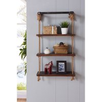 Raft de perete Hanah Home din lemn de molid si metal, nuc/negru, 60 x 13 x 120 cm - 1
