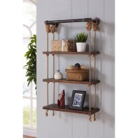 Raft de perete Hanah Home din lemn de molid si metal, nuc/negru, 60 x 13 x 120 cm - 6