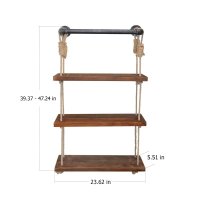 Raft de perete Hanah Home din lemn de molid si metal, nuc/negru, 60 x 13 x 120 cm - 5