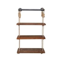 Raft de perete Hanah Home din lemn de molid si metal, nuc/negru, 60 x 13 x 120 cm - 3