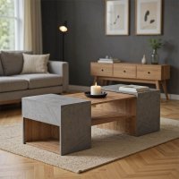 Set Masuta de cafea 3 buc Morfi Maro 105x45x37 cm - 1