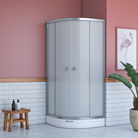 Cabina de dus Londra semirotunda cu sticla mata 90 x 90 x 195 cm, cadita si sifon incluse - 2
