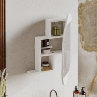 Dulap de baie cu oglinda Hanah Home, alb, 60x75x13 cm, panou de particule melaminat - 4