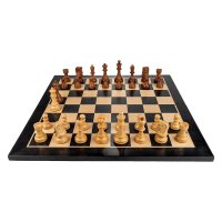 Piese Staunton 6 Dubrovnik cu Tabla de lemn pliabila - inlaid negru artar - 1