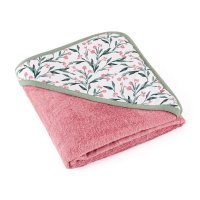 Prosop de baie cu gluga Petite&Mars Loulou, 100 x 100 cm, 70% bambus si 30% bumbac, roz - 1