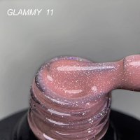 Rubber Base Everin Soo Glammy 11 – Bază rubber Roz Prăfuit Intens cu Sclipici Holografic Fin, HEMA &amp; TPO Free, 12ml - 1