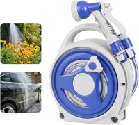 Furtun de gradina extensibil 15m cu tambur si pistol cu 8 jeturi - 1