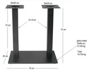 Picioare metalice pentru mese 120x70 cm, culoare neagra - 1