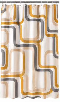 Perdea de dus PEVA 180 x 180 cm cu Dungi Colorate si 12 Ineluri - 1