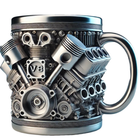 Cana V8 Engine 200 ml din otel inoxidabil cu design 3D - 1