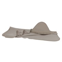 Prosop cu gluga, MimiNu, Mare, Cu volanas, Dimensiune 100x100 cm, Din bumbac si thermo fleece, Materiale certificate Oeko Tex Standard 100, Colectia Royal, Mocha - 1