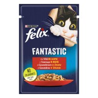 PURINA Felix Fantastic Vită, hrană umedă pentru pisici în aspic, 85g - 1