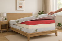 Husa matlasata pentru saltea Aloe Vera lavabila, detasabila si cu fermoar  200 x 200 x 20 cm - 1