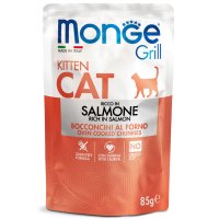 MONGE Grill Kitten, Somon, plic hrană umedă fără cereale pisici junior, (în aspic), 85g - 2