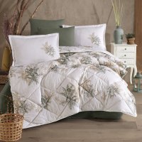 Set Lenjerie si Cuvertura Clasy Virele Verde din Bumbac 100% - 1