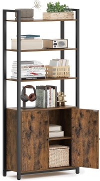 Biblioteca Vasagle cu Design Rustic, Maro si Negru, 24 x 60 x 159.5 cm - 1